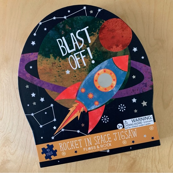 NEW Floss and Rock 40-Piece Jigsaw Floor Puzzle - Rocket In Space - Picture 1 of 10